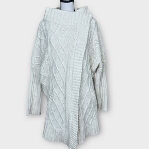 Prana Delaney Duster Cream Cable Knit Oversized Cowl Neck Cardigan Sweater Small